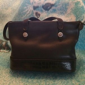 Brighton Black Leather Vintage Bag with two long s